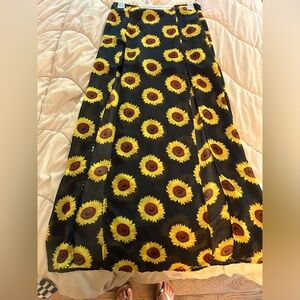 Sunflower sheer high low double slit skirt